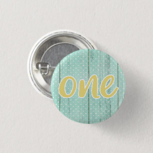 1st Birthday Mint & Yellow Polka Dot One Button