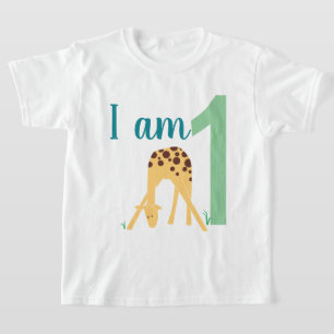 1st Birthday Modern Minimal Yellow Giraffe T-Shirt