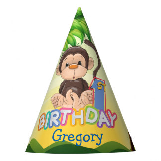 1st Birthday Monkey Custom Party Hat
