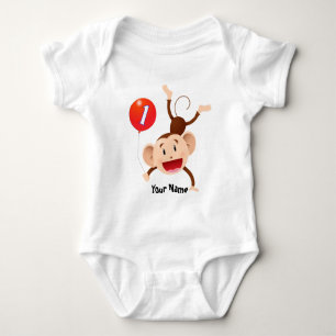 1st Birthday Monkey Customise Baby Bodysuit