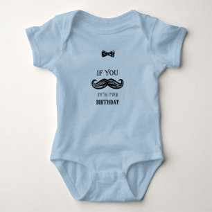 1st Birthday - Moustache - Little Man - Baby Boy Bodysuit