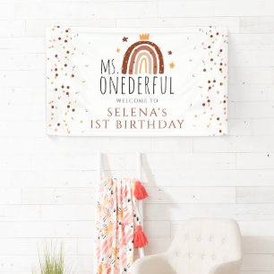 1st Birthday Ms Onederful Terracotta Rainbow Banner