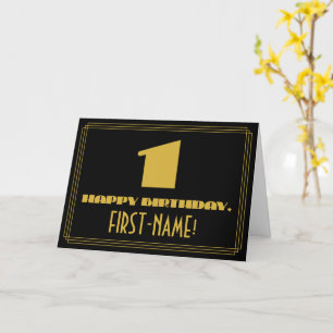 1st Birthday: Name + Art Deco Inspired Look "1" Card