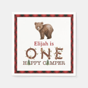 1st Birthday Name One Happy Camper Party Napkin