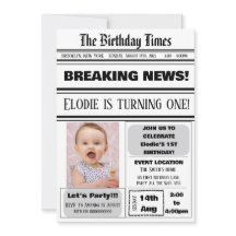 1st Birthday Newspaper Theme Boy Girl Magazine