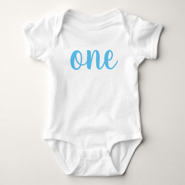 1st Birthday One Baby Bodysuit Blue (Front)