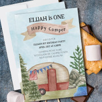 1st Birthday One Happy Camper Vintage Camping