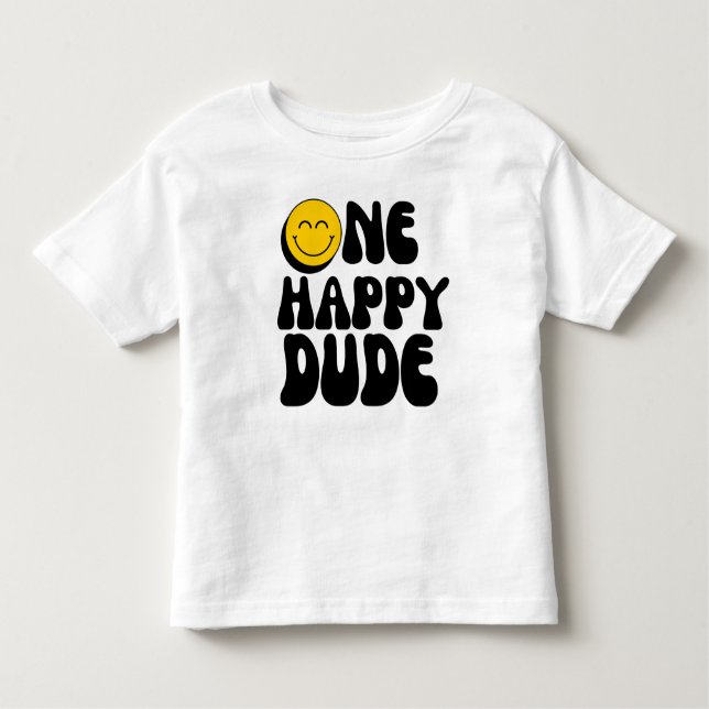 1st Birthday One Happy Dude Birthday  Toddler T-Shirt (Front)