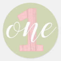 1st Birthday One Sage Green & Pink Wood