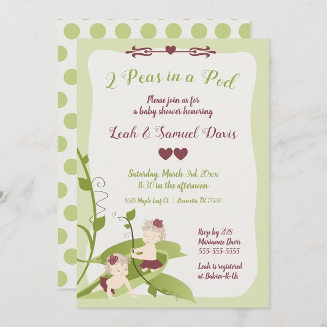 1st Birthday or Baby Shower Invitation (Front/Back)