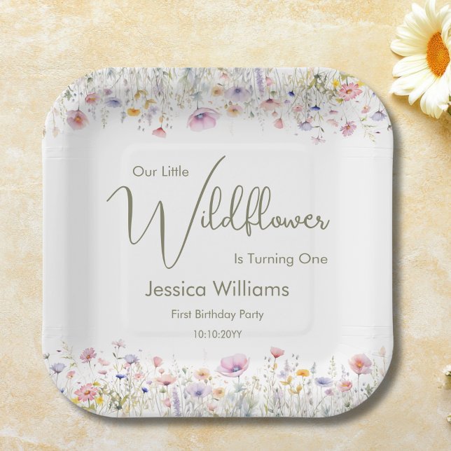 1st Birthday Our Little Wildflower Turning One  Paper Plate (Creator Uploaded)