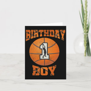 1st Birthday Outfit Boy Bysketbyll First 1 Year Ol Card