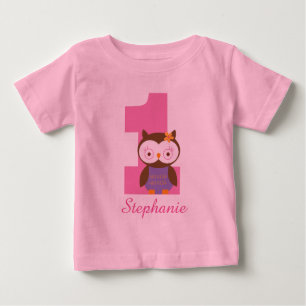 1st Birthday Owl Custom Girls T-shirt