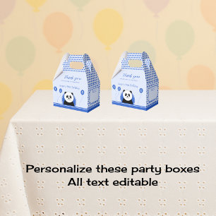 1st birthday panda blue party favour box