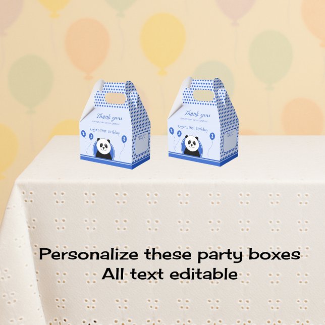 1st birthday panda blue party favour box (Creator Uploaded)