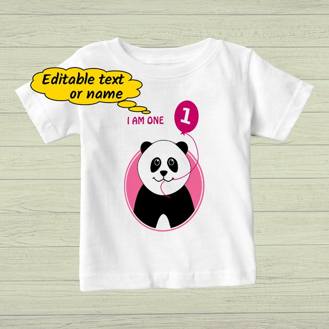 1st birthday panda pink balloon baby T-Shirt (Creator Uploaded)
