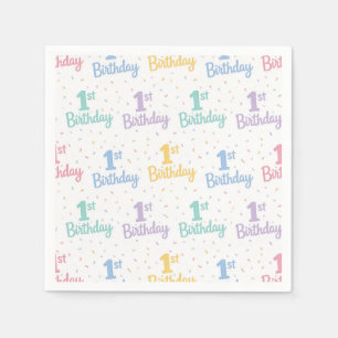 1st Birthday Paper Napkins, First Birthday Party Napkin