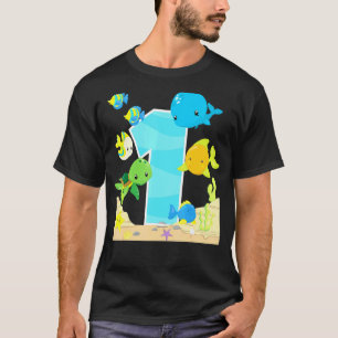 1st Birthday Party 1 Year Old Sea Fish Aquarium Bi T-Shirt