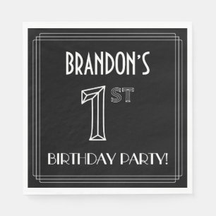 1st Birthday Party: Art Deco Style + Custom Name Napkin