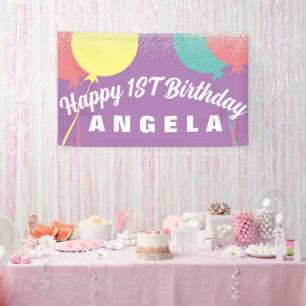 1ST Birthday Party Balloon Colourful Banner