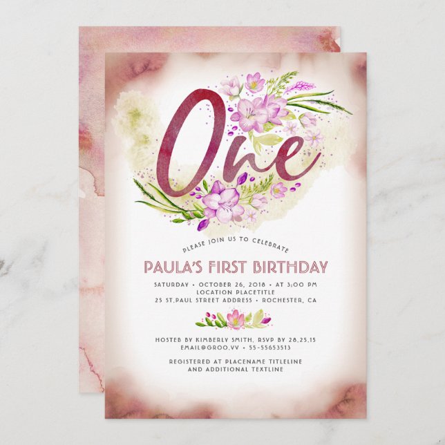 1st Birthday Party Birthday One Invitations (Front/Back)