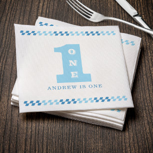 1st Birthday Party Boys Blue One Napkin