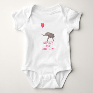 1st Birthday Party Celebration Pink Girl Kids Baby Bodysuit