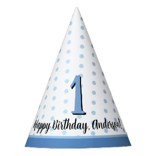 1st Birthday Party Cupcake Boys Blue Pattern Hat