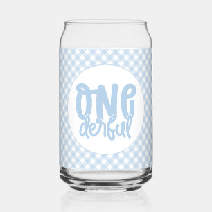 1st Birthday Party Cute Pastel Blue Onederful Can Glass