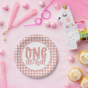 1st Birthday Party Cute Pastel Pink Onederful Paper Plate