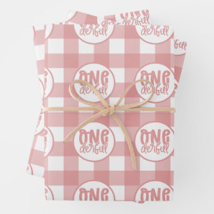 1st Birthday Party Cute Pastel Pink Onederful Wrapping Paper Sheet