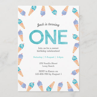1st Birthday Party | Ice cream invitation