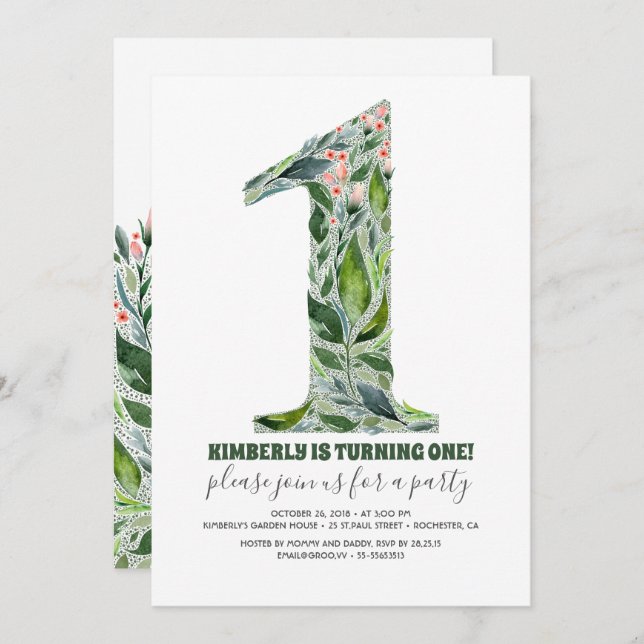 1st Birthday Party Invitation (Front/Back)