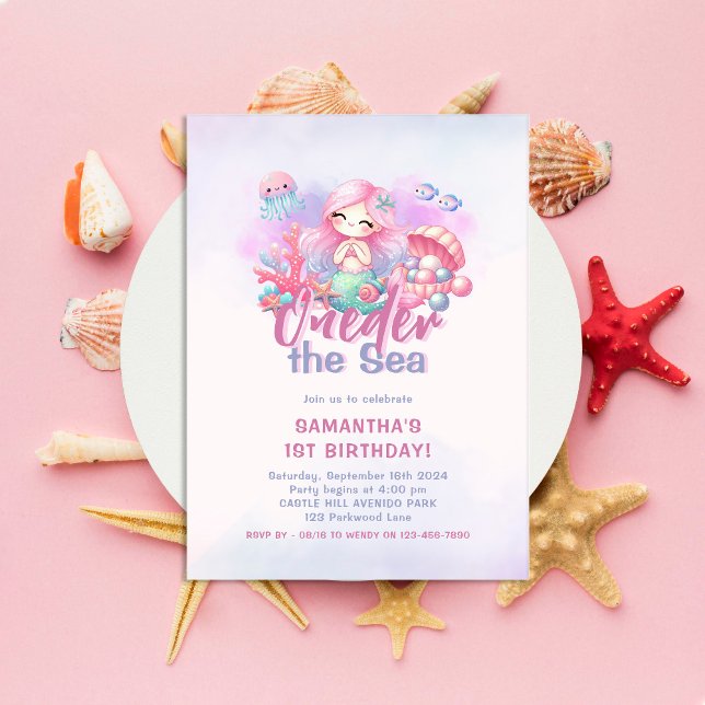 1st Birthday Party | ONEder the Sea Mermaid Invitation (Creator Uploaded)