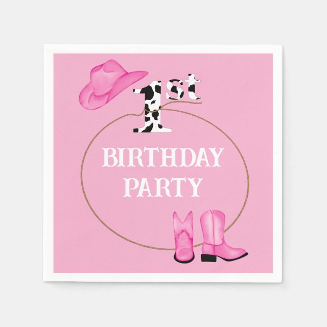 1st Birthday Party or Custom Text  Napkin (Front)