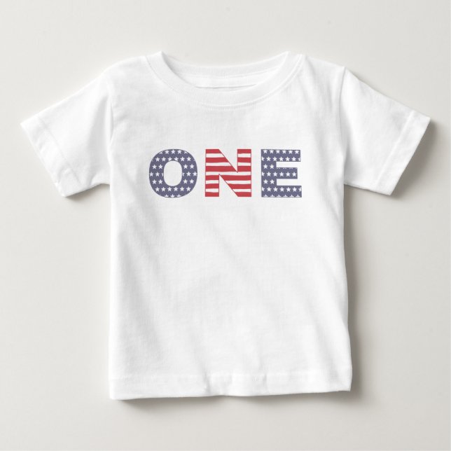 1st Birthday Party Outfit, Independence Day Baby T-Shirt (Front)