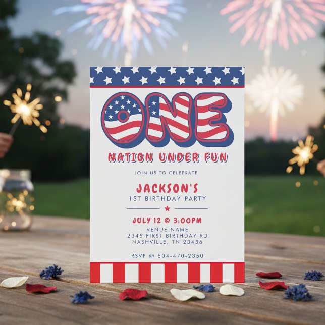 1st Birthday Party Patriotic USA Flag July 4th Invitation (Creator Uploaded)
