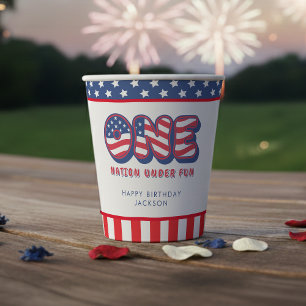 1st Birthday Party Patriotic USA Flag July 4th Paper Cups