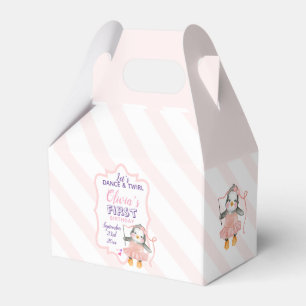 1st Birthday Party Penguin Ballerina Pink  Favour  Box