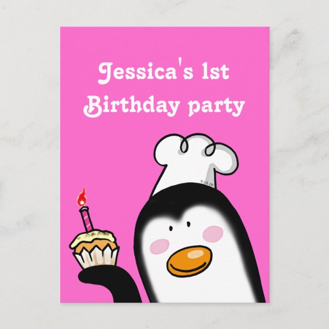 1st birthday party personalised invitations (Front)