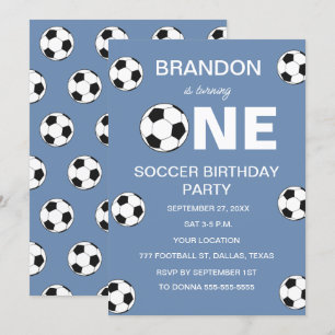 1st Birthday Party Soccer Blue Boys Sports Invitation
