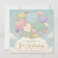 1st Birthday Pastel Heart Balloon Bouquet