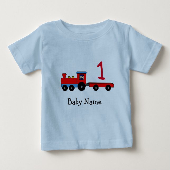 1st Birthday Personalised Train T-Shirt (Front)