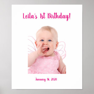 1st Birthday photo custom Sign In Party Board