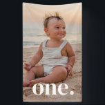 1st Birthday Photo - one Banner<br><div class="desc">A modern 1st Birthday Birthday design with space to add your own photo and with the word 'one.' over the top. You can change the word to anything else if you prefer!</div>