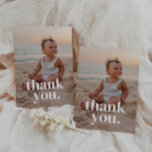 1st Birthday Photo - one Thank You Card<br><div class="desc">A modern Birthday thank you favour card,  featuring your own photo and the words 'thank you.' over the top. You can upload your own photo and also change the text if you prefer. This design has been left blank on the back for you to write on.</div>