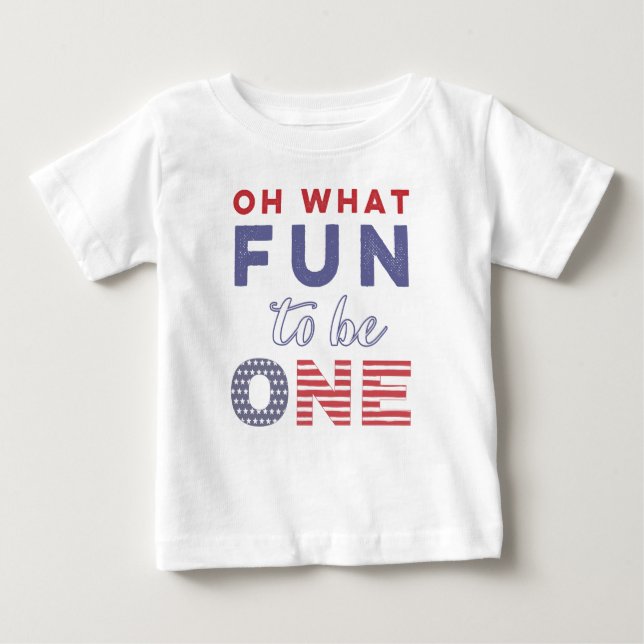 1st Birthday Photo Prop or Party Outfit, 4th July Baby T-Shirt (Front)