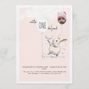 1st Birthday Photo Winter Wonderland Birthday  Invitation