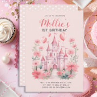 1st Birthday Pink Princess Castle Balloons