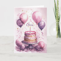 1st Birthday Pink Purple Cute  Princess Girl Name